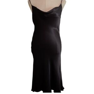Black satin cocktail dress